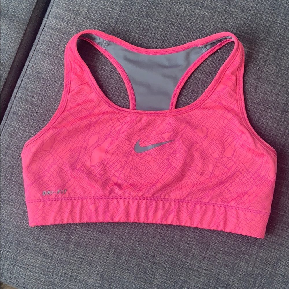 Hot pink/grey Nike dri-fit sports bra. Size S/M